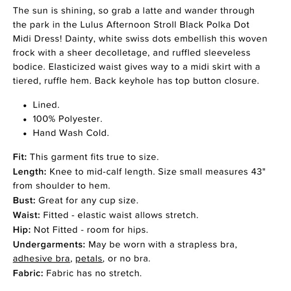 Lulus Afternoon Stroll Black Polka Dot Midi Dress size small - Picture 6 of 6